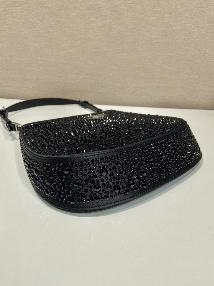 Prada Cleo satin bag with crystals Black 1BC169