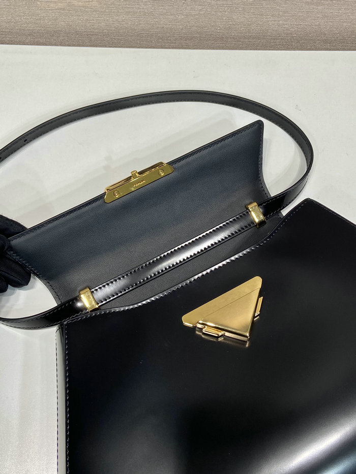 Prada Large Brushed Leather Handbag Black 1BD342