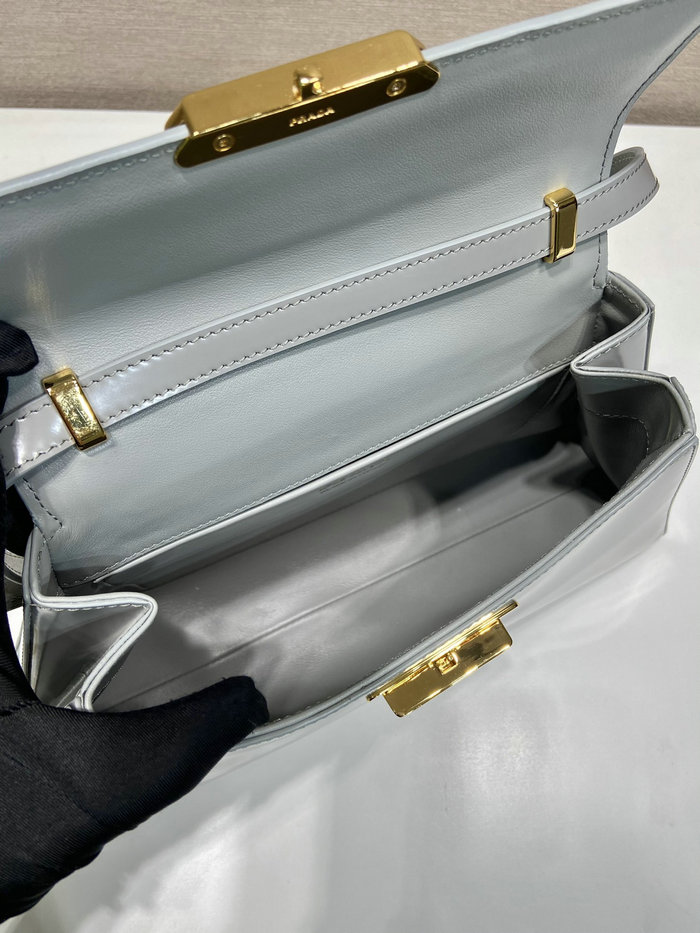 Prada Large Brushed Leather Handbag Grey 1BD342