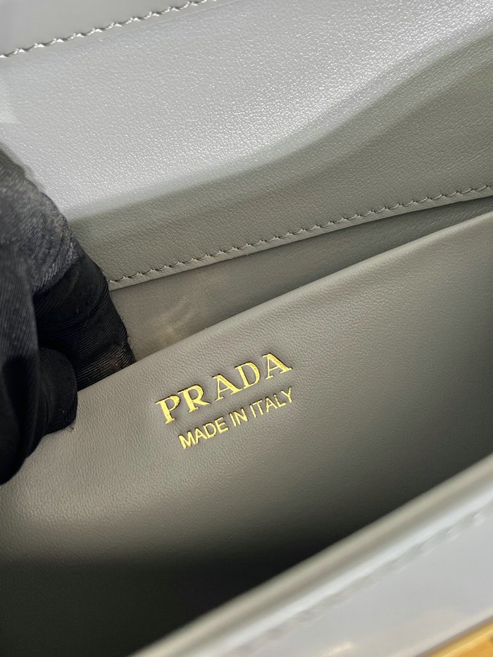 Prada Large Brushed Leather Handbag Grey 1BD342