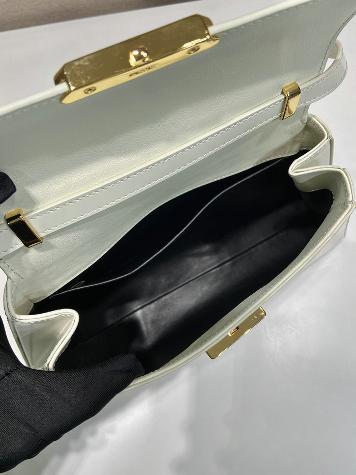 Prada Large Brushed Leather Handbag White 1BD342