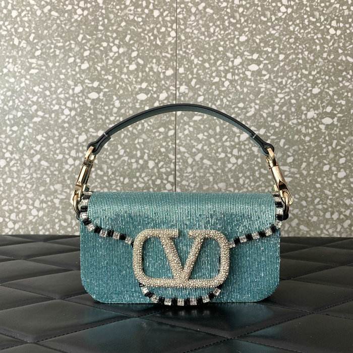 Valentino Loco Embroidered Small Shoulder Bag Blue V5032