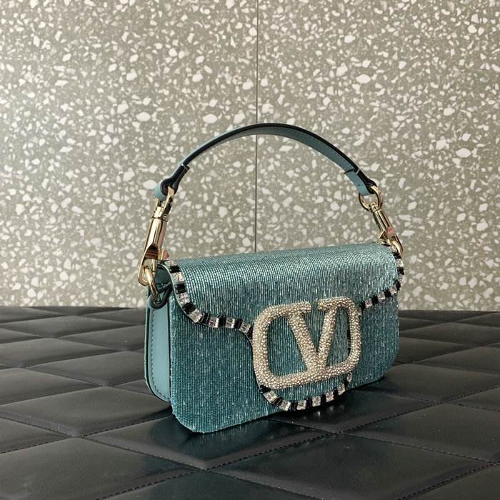 Valentino Loco Embroidered Small Shoulder Bag Blue V5032