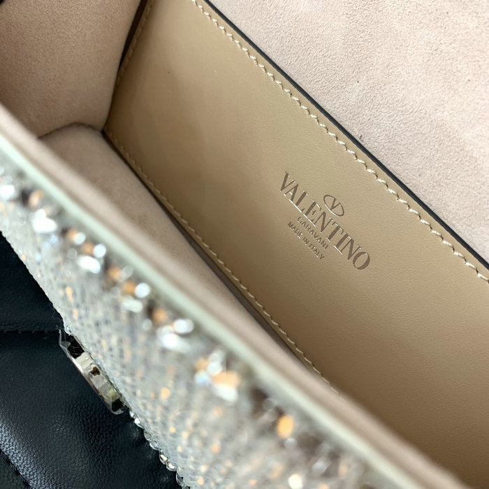 Valentino Loco Embroidered Small Shoulder Bag White V5033