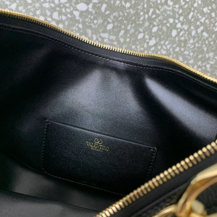 Valentino Small Vlogo Moon Hobo Bag Black V0098