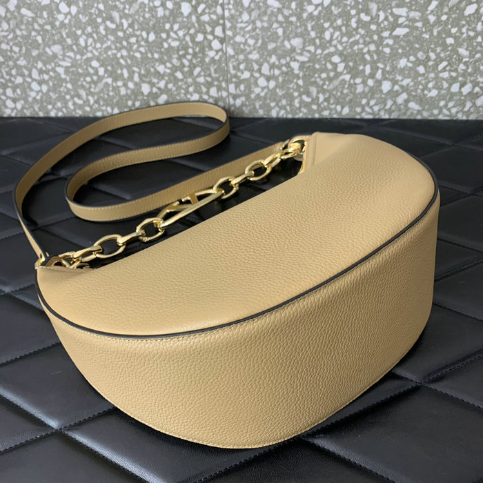 Valentino Small Vlogo Moon Hobo Bag Cappuccino V0098