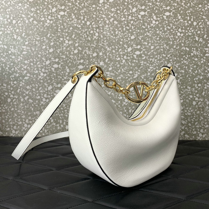 Valentino Small Vlogo Moon Hobo Bag White V0098