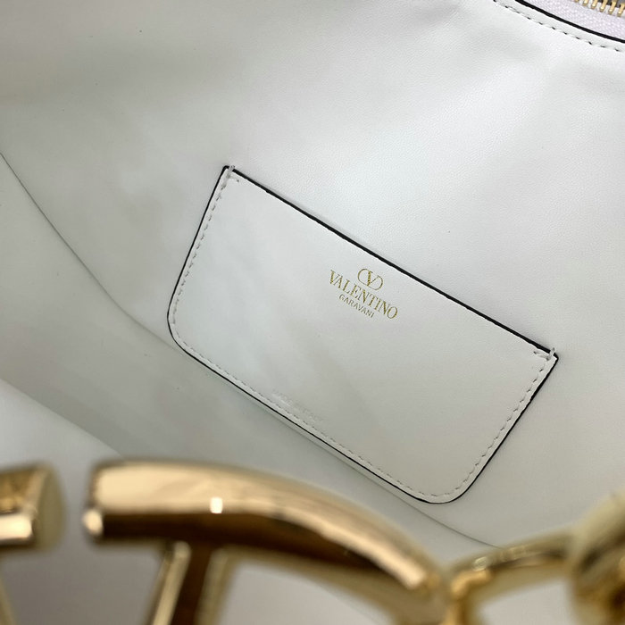 Valentino Small Vlogo Moon Hobo Bag White V0098