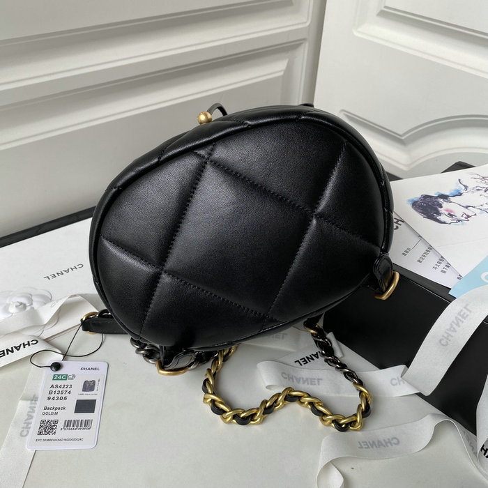 Chanel 19 Lambskin Backpack Black with Gold hardware AS4223