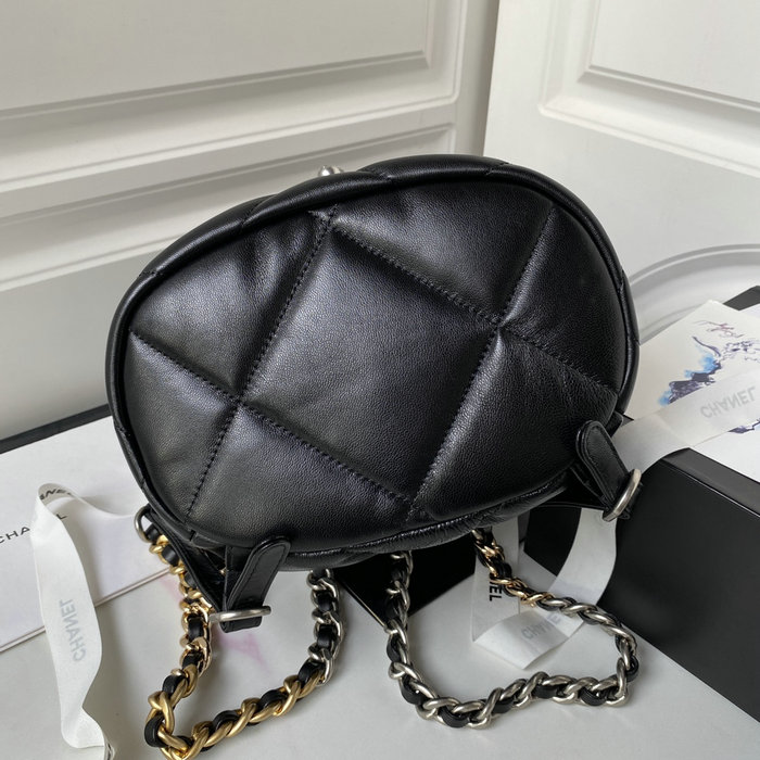 Chanel 19 Lambskin Backpack Black with Silver hardware AS4223