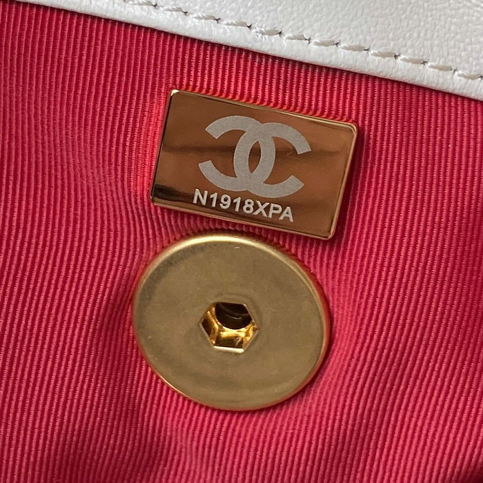 Chanel 19 Lambskin Backpack White with Gold hardware AS4223