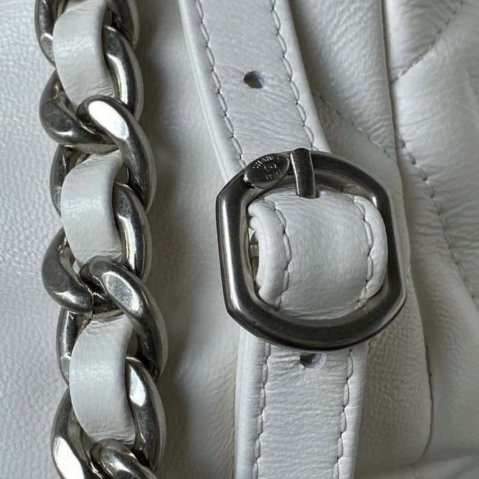 Chanel 19 Lambskin Backpack White with Silver hardware AS4223