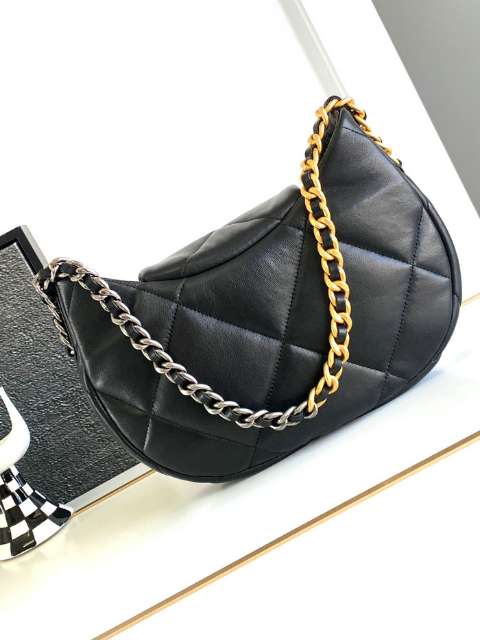 Chanel 19 Lambskin Hobo Bag Black AS4638