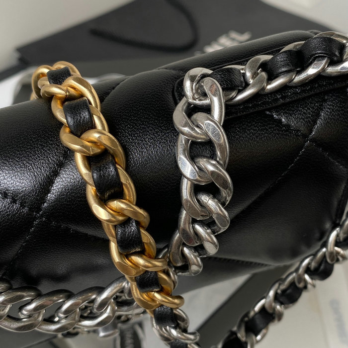Chanel 19 Wallet On Chain Black with Silver hardware AP3267