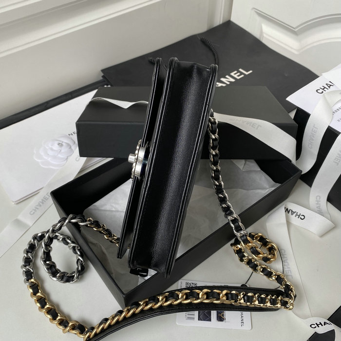 Chanel 19 Wallet On Chain Black with Silver hardware AP3267