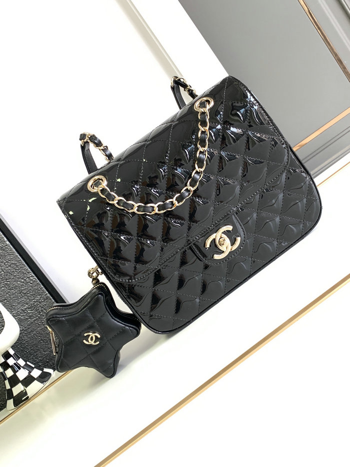 Chanel Backpack & Star Coin Purse Black AS4649