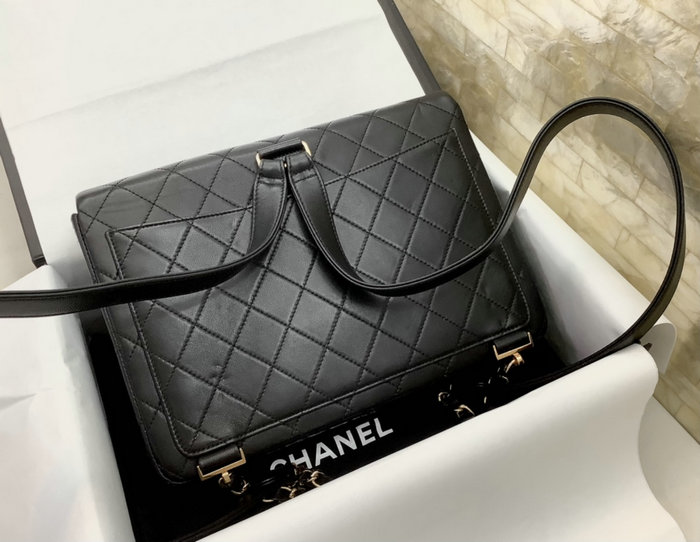 Chanel Black Quilted Lambskin Jumbo Flap Backpack AS1102