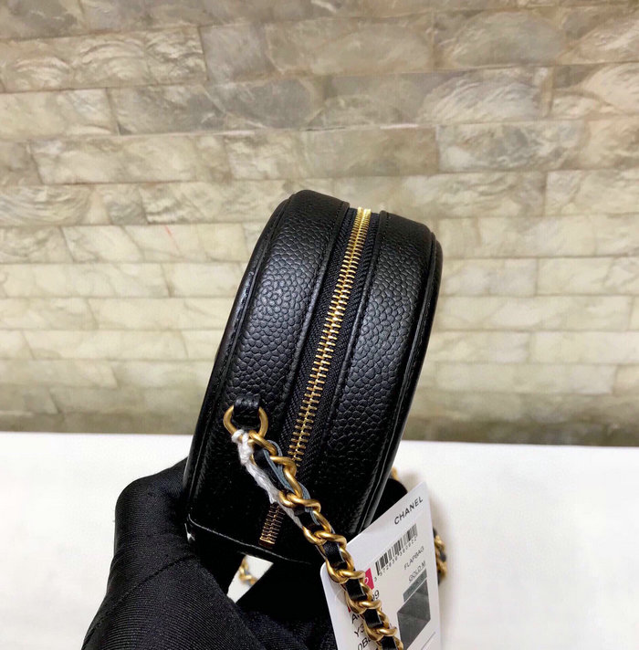 Chanel CC Filigree Round Clutch Chain Bag Black A81599