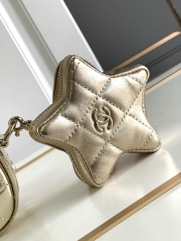 Chanel Flap Bag & Star Coin Purse Gold AS4648