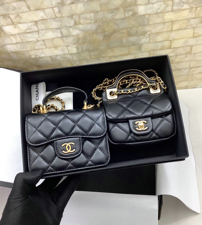 Chanel Flap Coin Purse with Chain Black AP2200