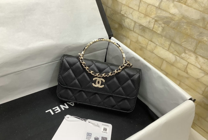 Chanel Flap Phone Holder with Chain Black AP3575