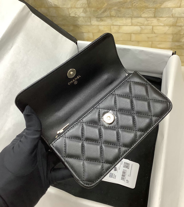 Chanel Flap Phone Holder with Chain Black AP3575