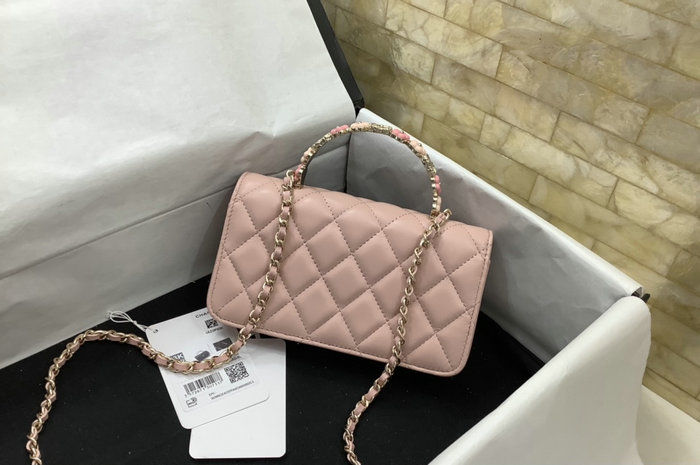 Chanel Flap Phone Holder with Chain Pink AP3575