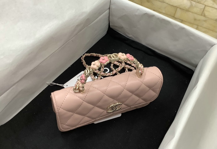 Chanel Flap Phone Holder with Chain Pink AP3575