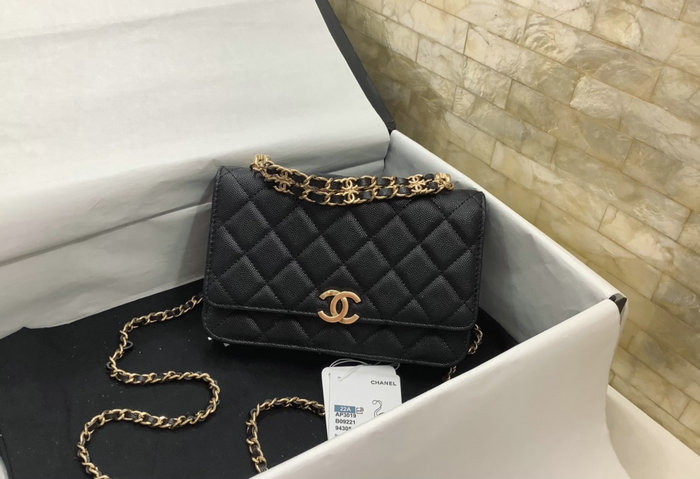 Chanel Grain Calfskin Chain Wallet AS3019