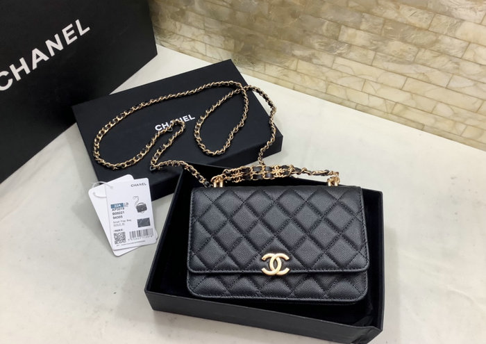 Chanel Grain Calfskin Chain Wallet AS3019