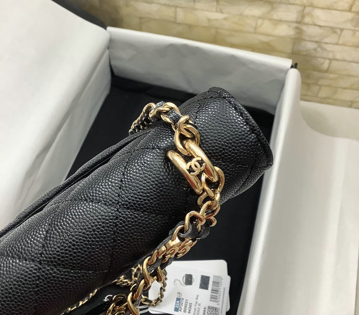 Chanel Grain Calfskin Chain Wallet AS3019