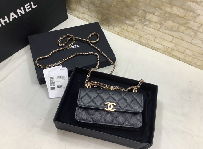 Chanel Grain Calfskin Wallet with Chain AP3021