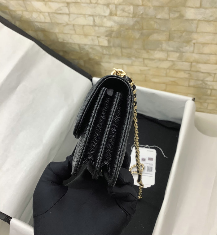 Chanel Grain Calfskin Wallet with Chain Black AP3317