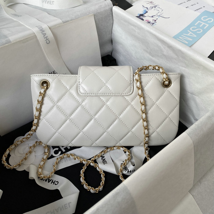 Chanel Lambskin Baguette Bag White AS4611