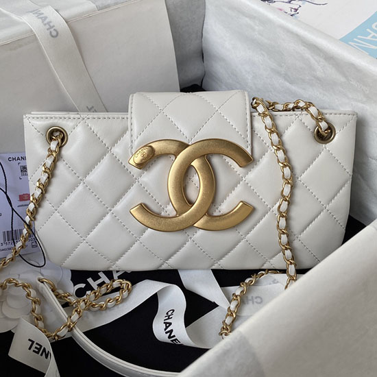 Chanel Lambskin Baguette Bag White AS4611