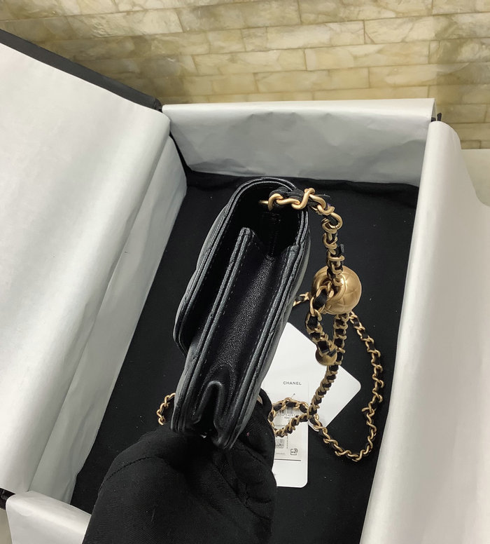 Chanel Lambskin Chain Wallet Black AP3071