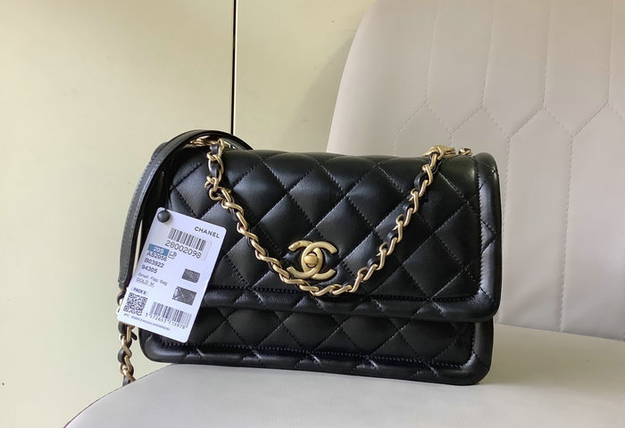 Chanel Lambskin Flap Bag Black AS2056