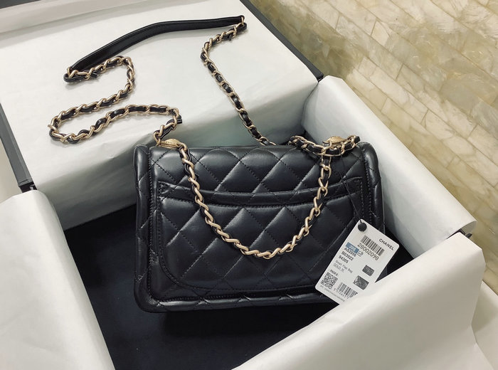 Chanel Lambskin Flap Bag Black AS2056