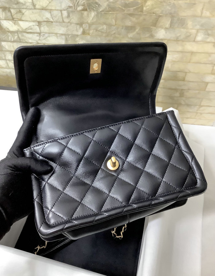 Chanel Lambskin Flap Bag Black AS2056