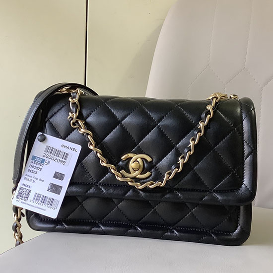 Chanel Lambskin Flap Bag Black AS2056