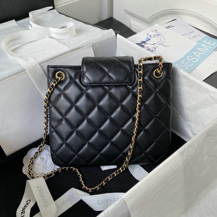 Chanel Lambskin Messenger Bag Black AS4596