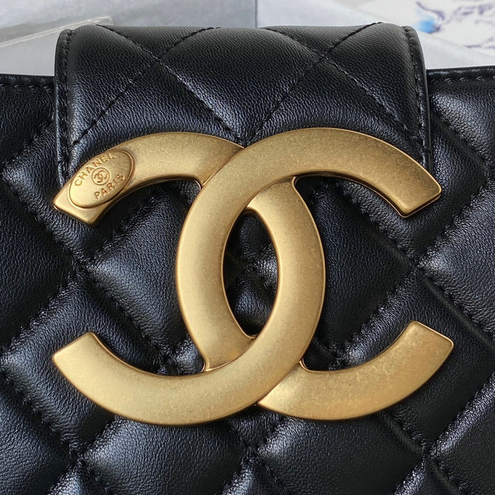 Chanel Lambskin Messenger Bag Black AS4596