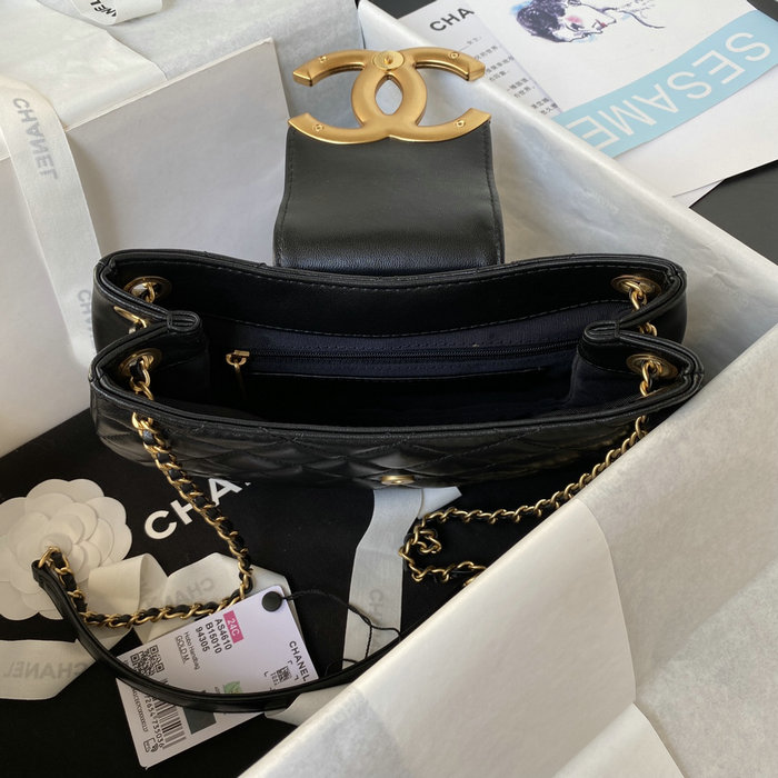 Chanel Lambskin Messenger Bag Black AS4610
