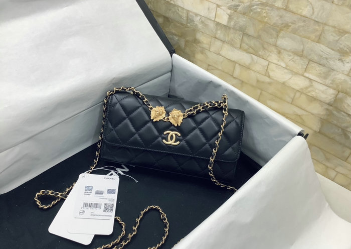 Chanel Lambskin Phone holders with Chain Black AP3426