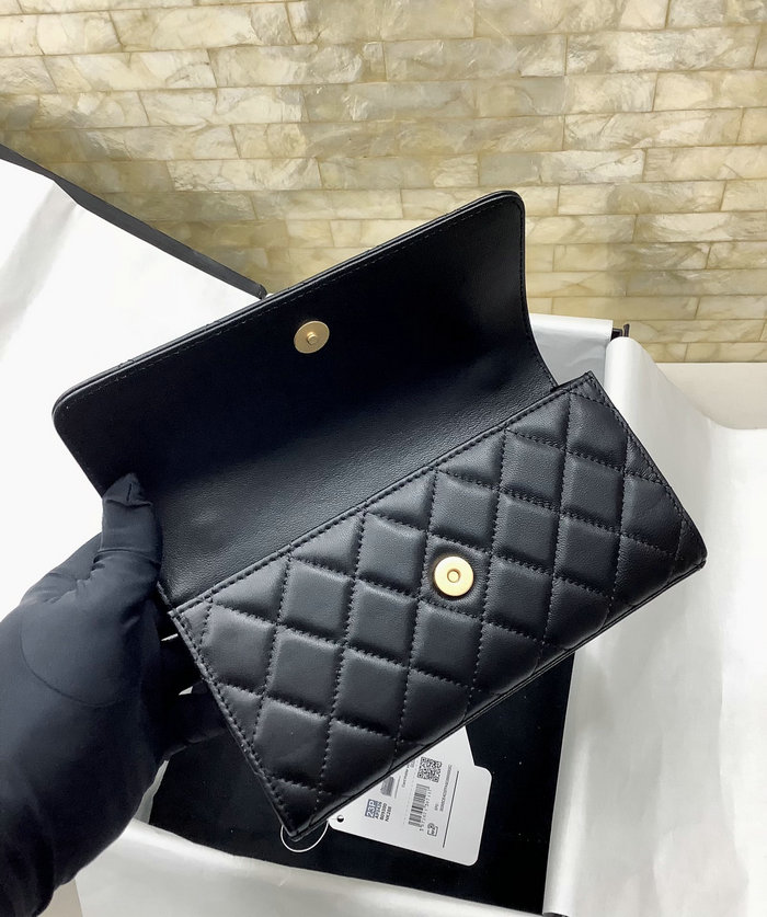 Chanel Lambskin Phone holders with Chain Black AP3426