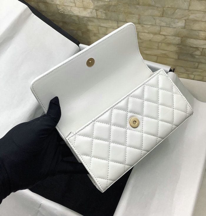 Chanel Lambskin Phone holders with Chain White AP3426