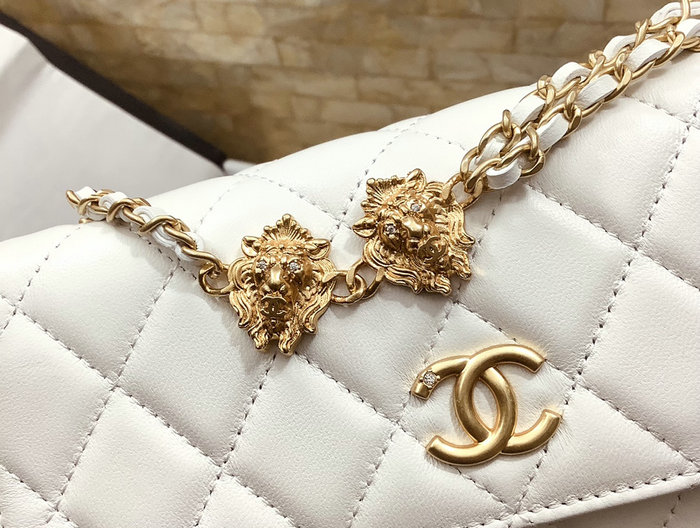 Chanel Lambskin Phone holders with Chain White AP3426