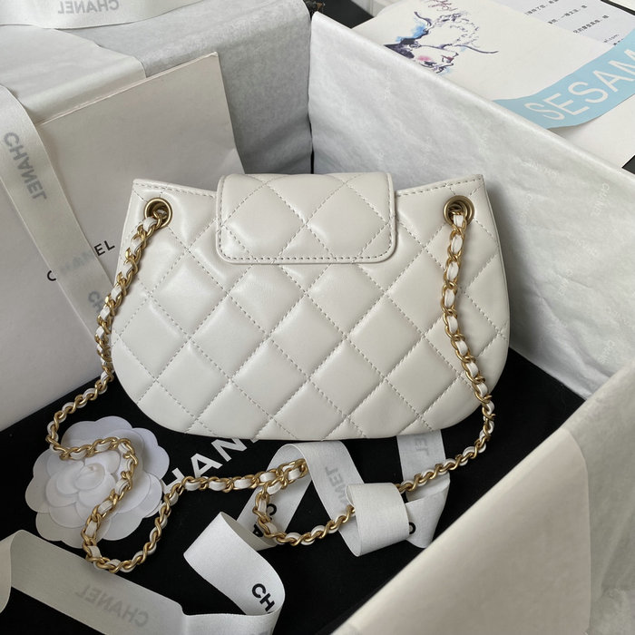 Chanel Lambskin Small Messenger Bag White AS4609