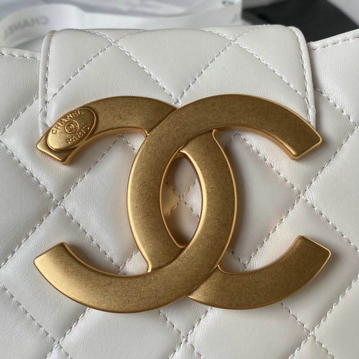 Chanel Lambskin Small Messenger Bag White AS4609