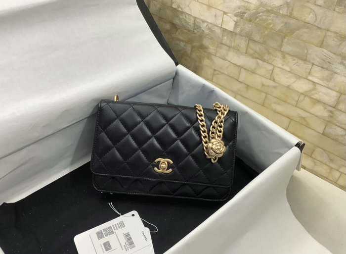 Chanel Lambskin WOC Wallet Black AP3297